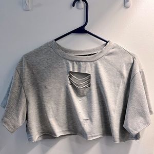 Gray Crop T Shirt